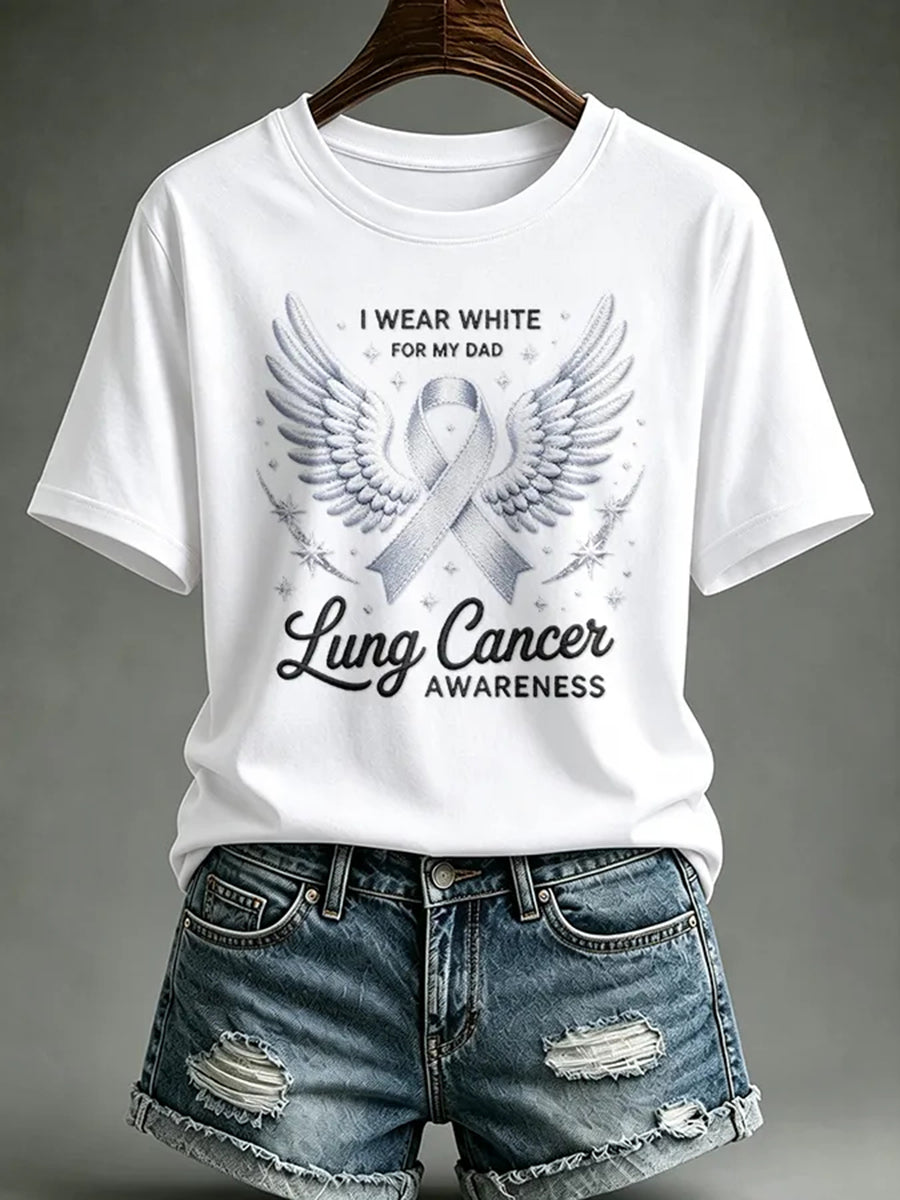 Women's Lung Cancer Awareness Print Short Sleeve T-shirt