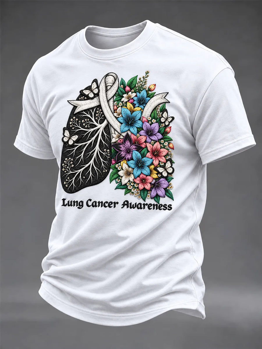 Men's Lung Cancer Awareness Print Short Sleeve T-shirt