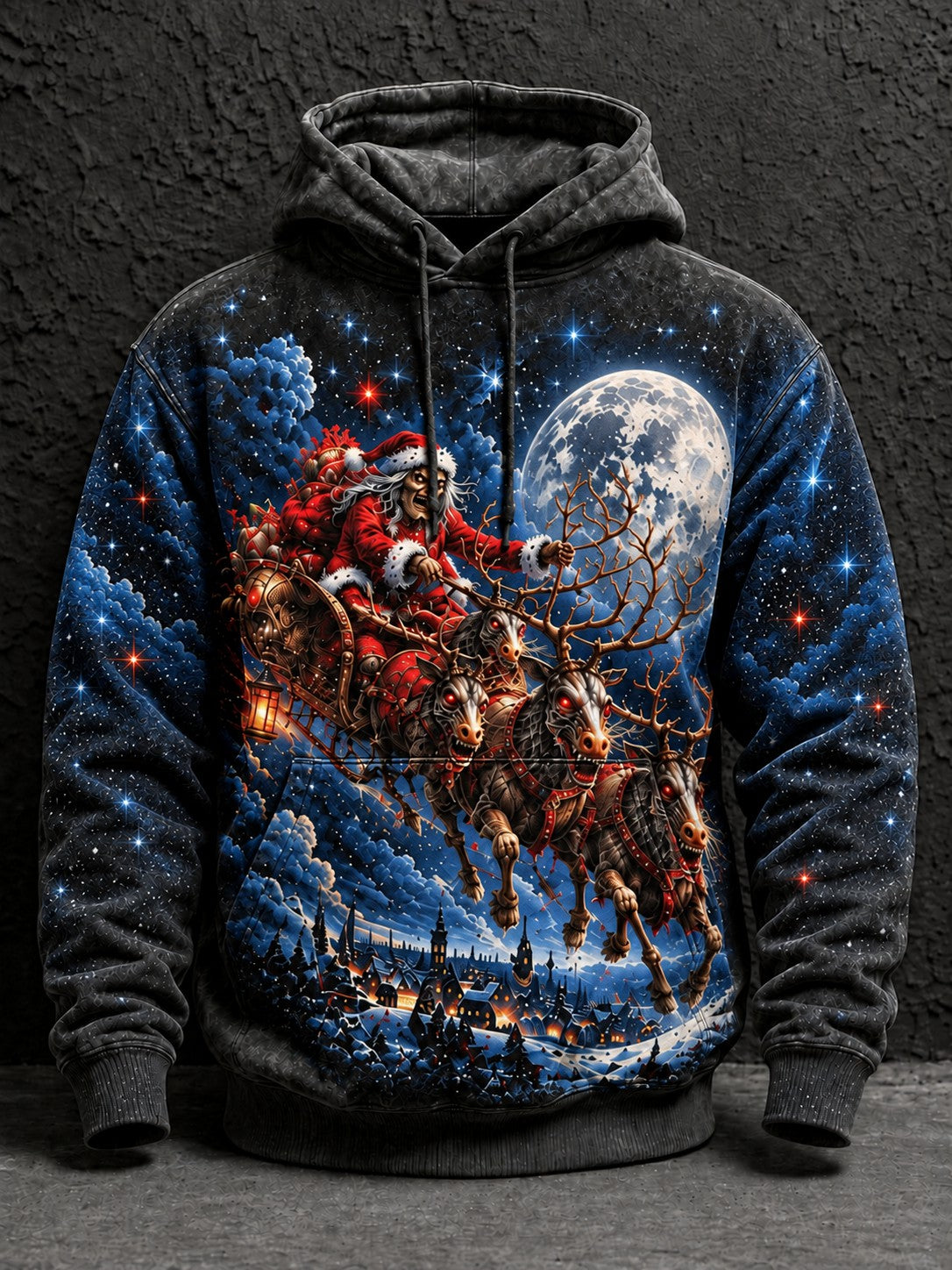 Men's Gothic Christmas Printed Hoodie